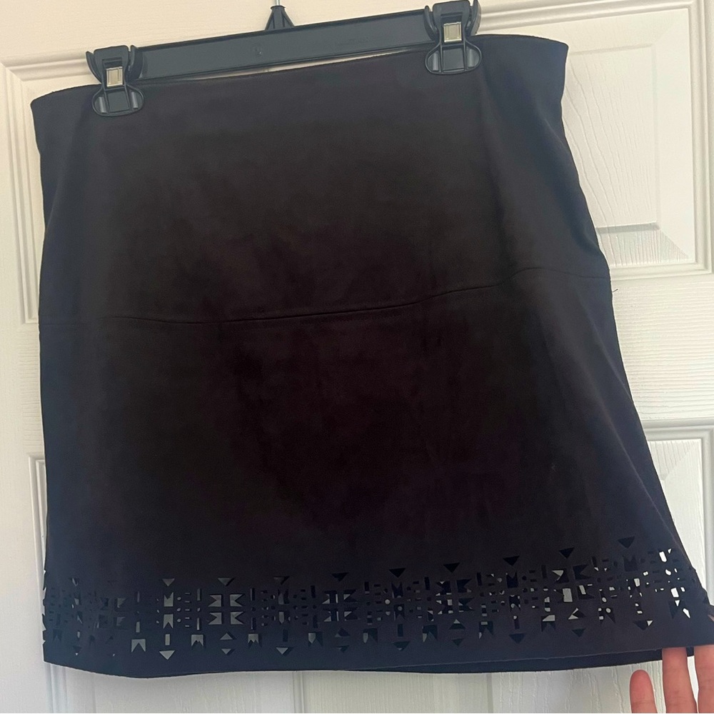 Black suede mini skirt